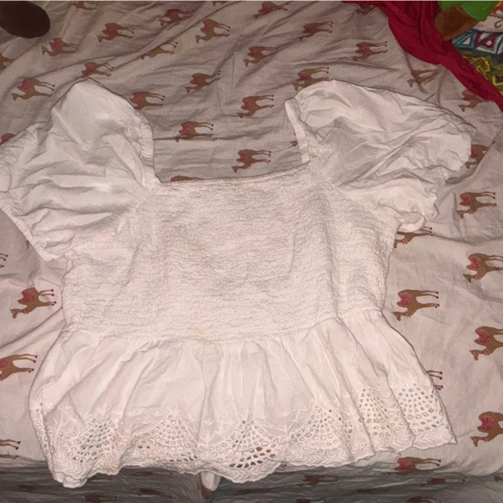 Chic White Blouse with Lace Detail